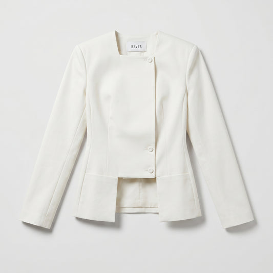 Collarless Asymmetric Tailored Jacket