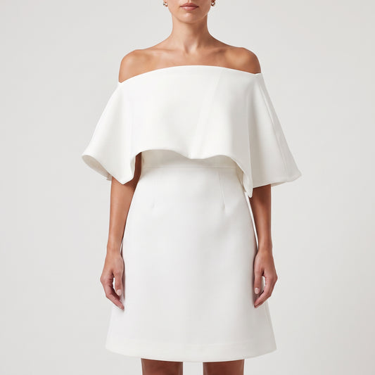 Off-Shoulder Architectural White Top