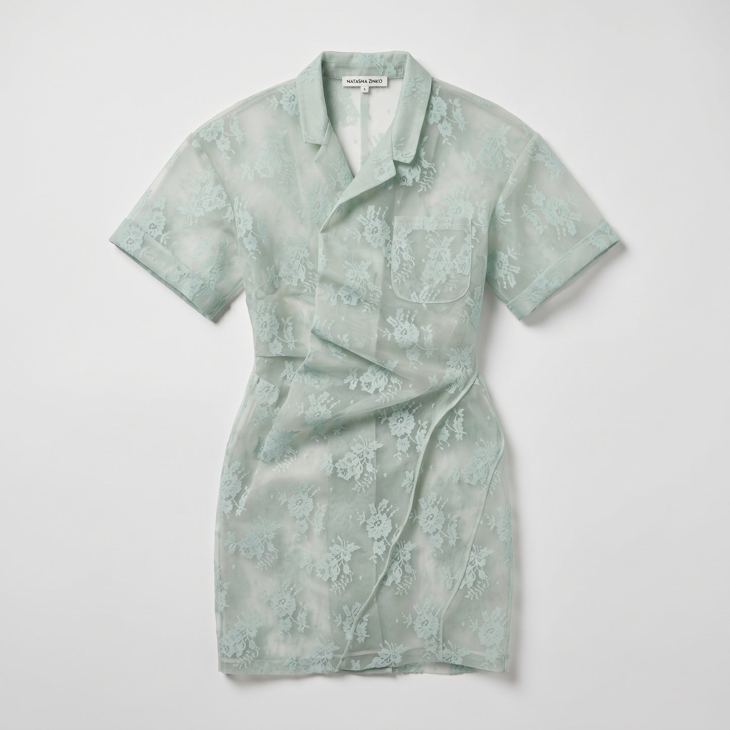 Mint Lace Shirt Mini Dress
