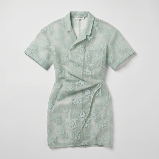 Mint Lace Shirt Mini Dress