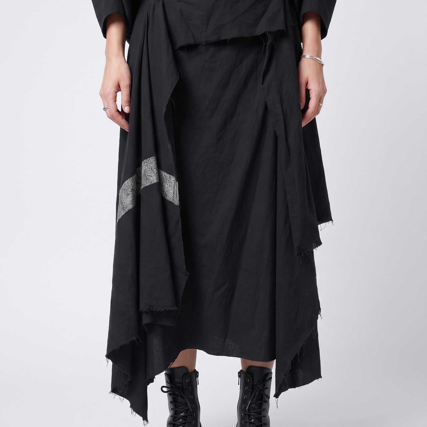 Asymmetric Draped Midi Skirt