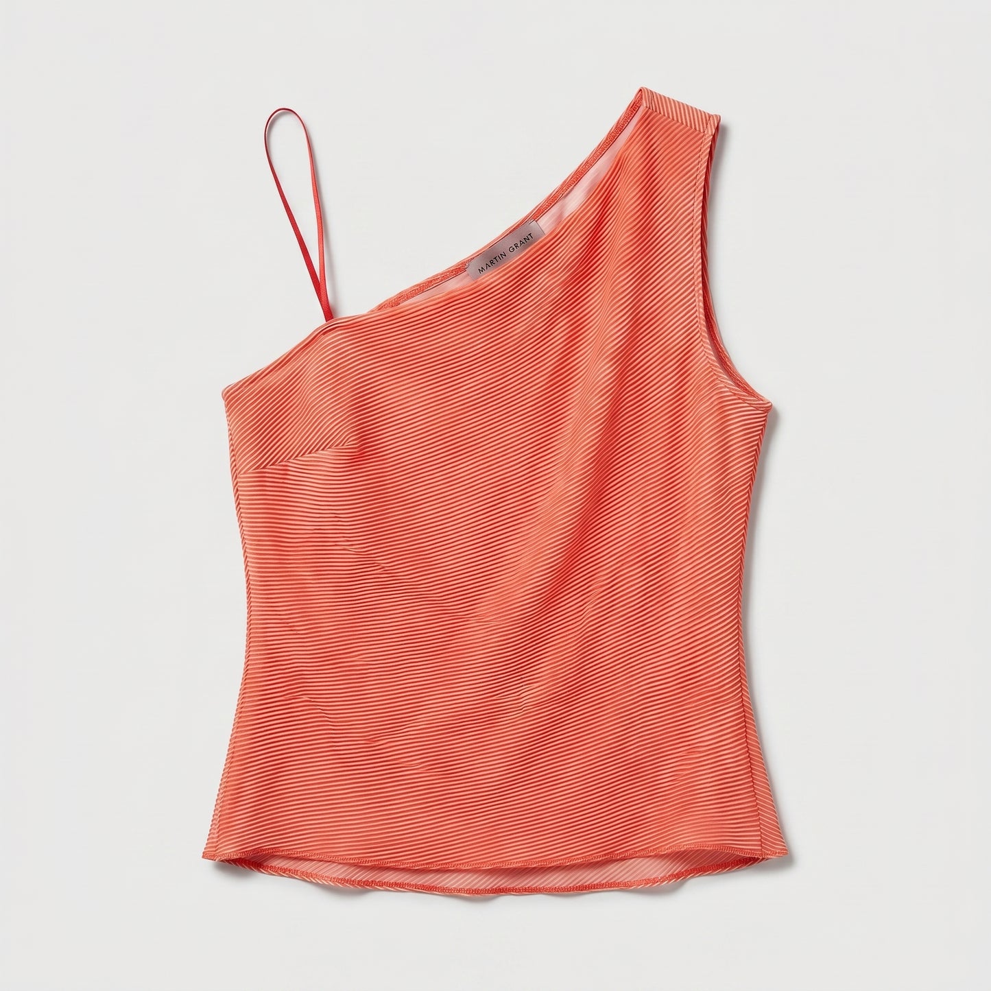 Asymmetrical Coral Ribbed Top
