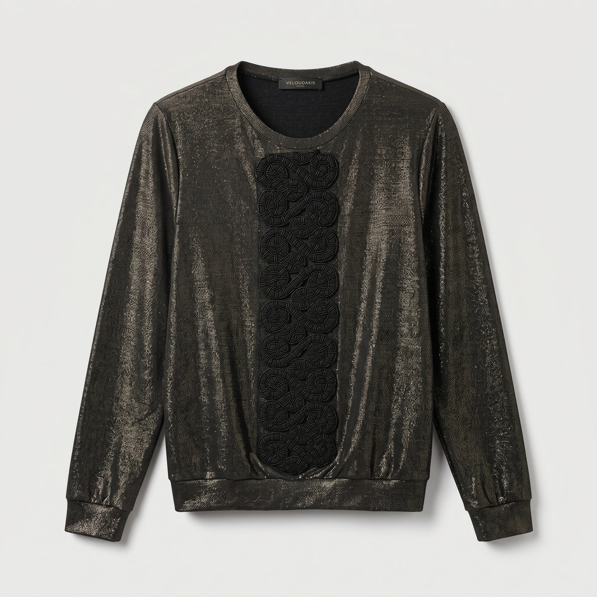 Metallic Embellished Long Sleeve Top