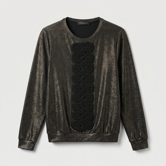 Metallic Embellished Long Sleeve Top