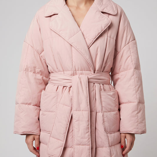 Quilted Belted Pastel Puffer Coat