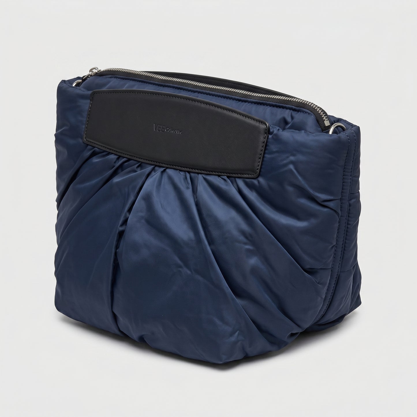 Quilted Ruched Nylon Clutch Bag