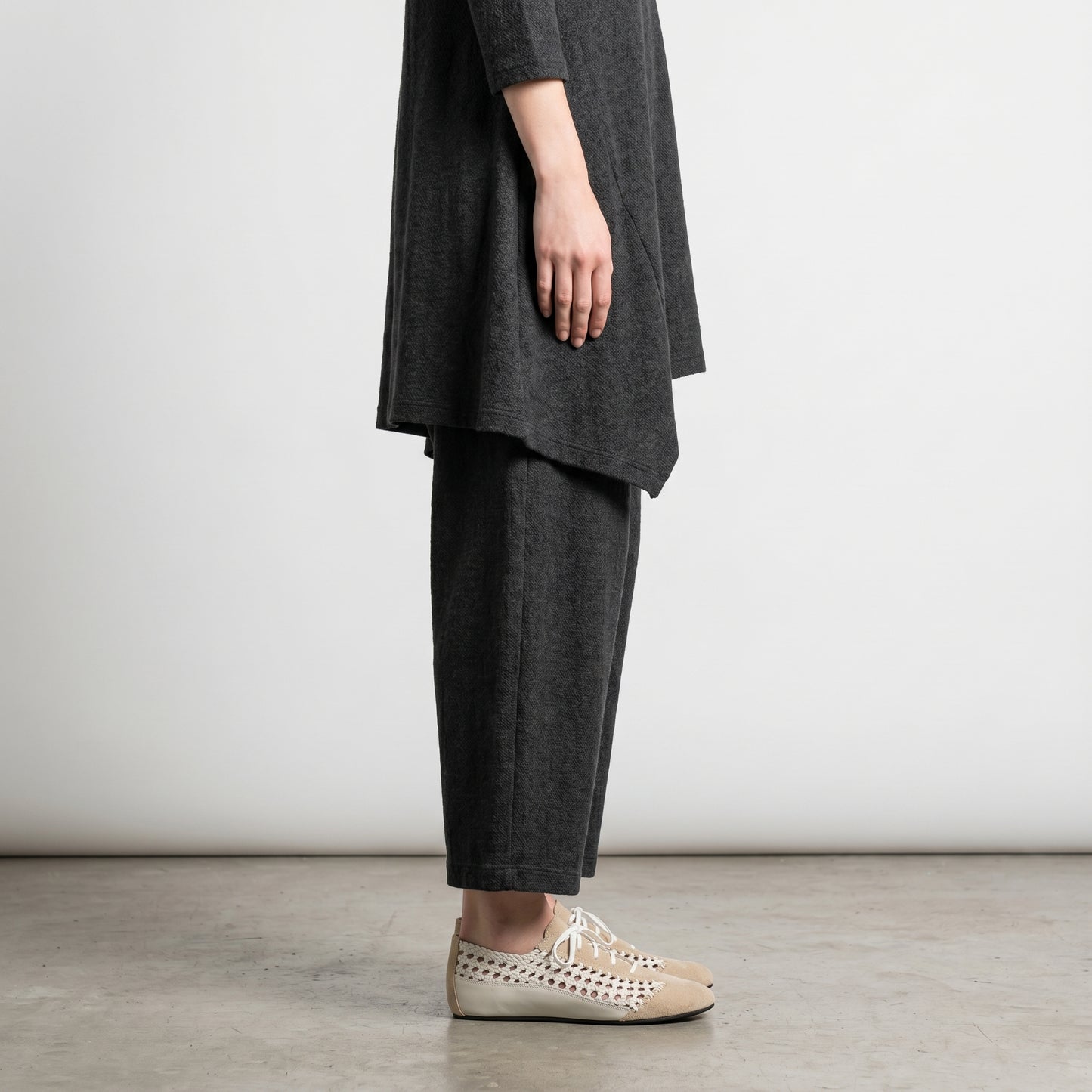 Woven Suede Lace-Up Flats