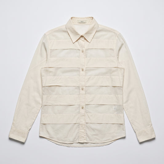 Paneled Long Sleeve Cotton Shirt