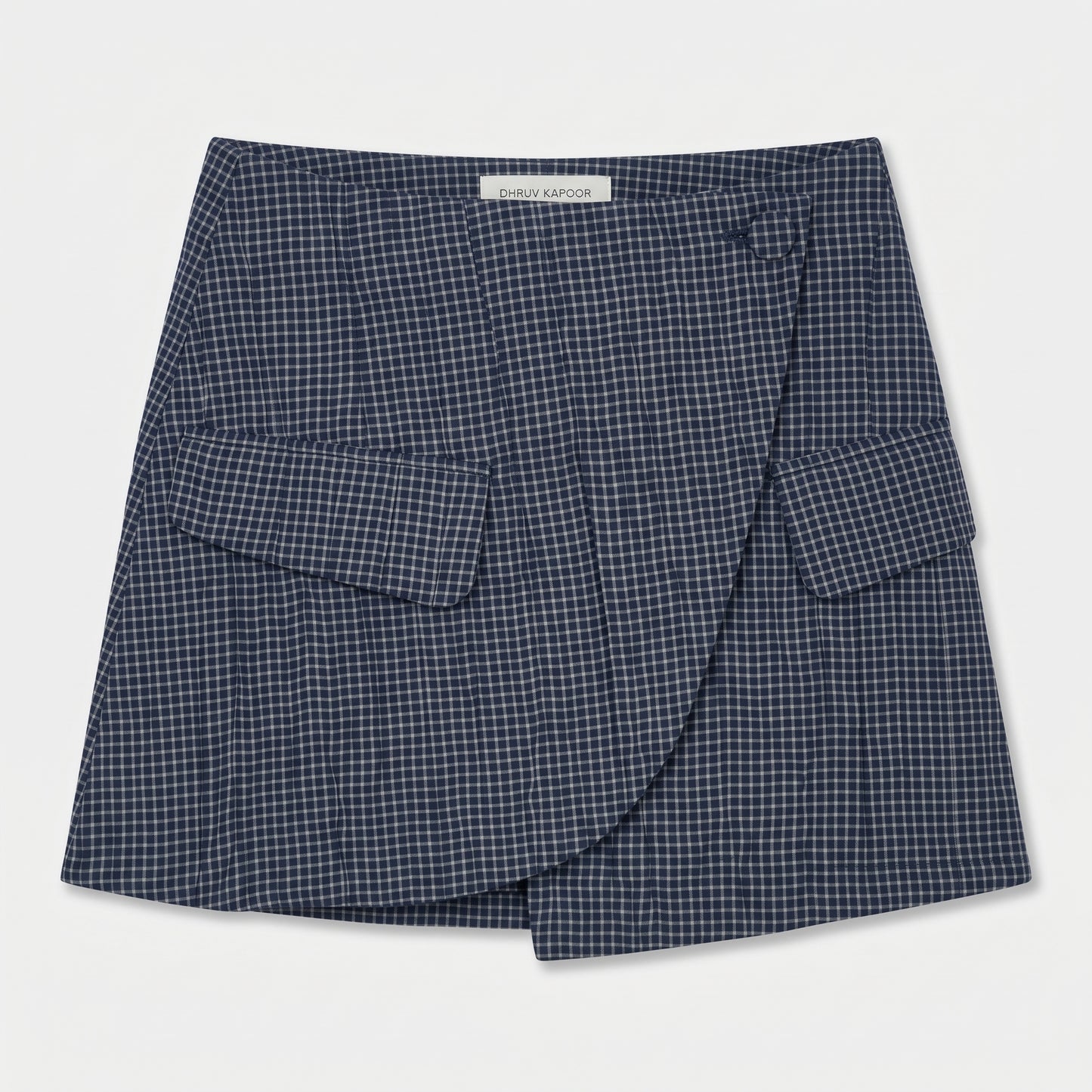 Checkered Wrap Mini Skirt