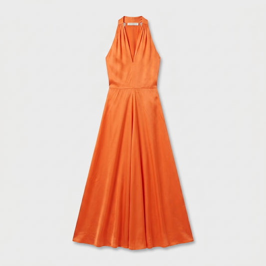 Halter Neck Satin Maxi Dress