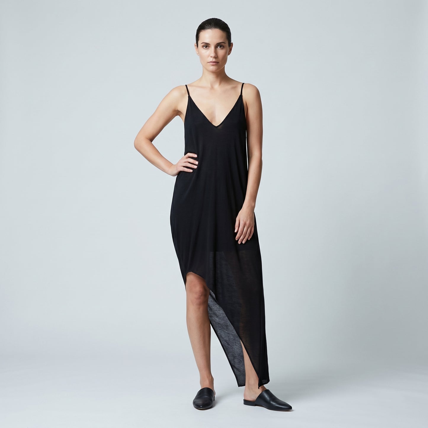 Asymmetrical Drape Slip Dress