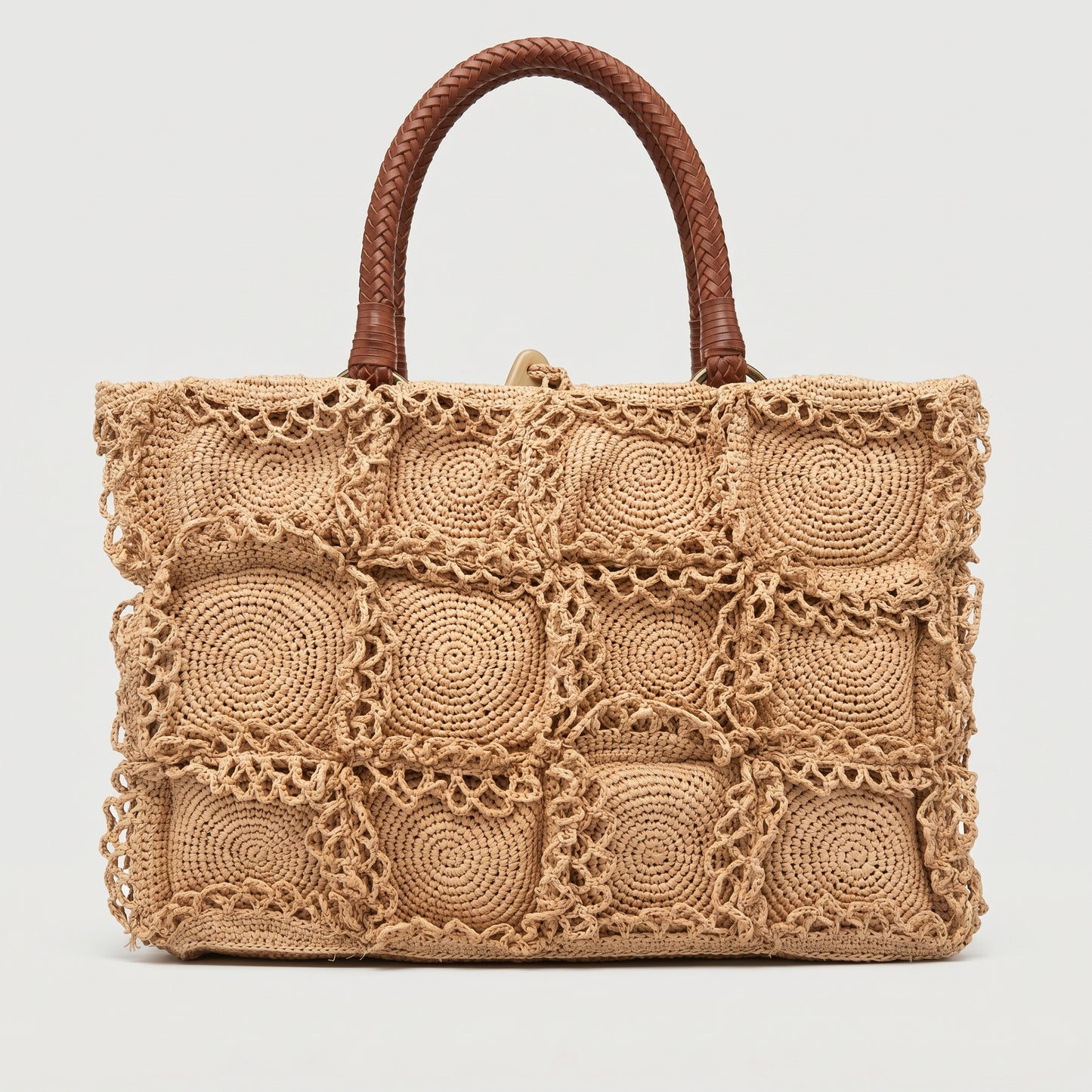 Woven Crochet Raffia Tote Bag
