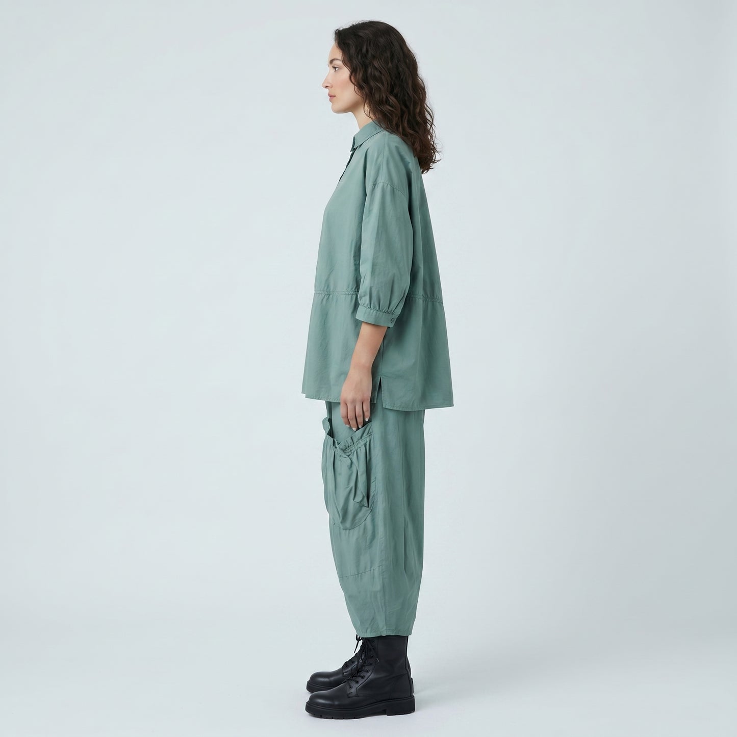 Sage Green Oversized Cotton Shirt