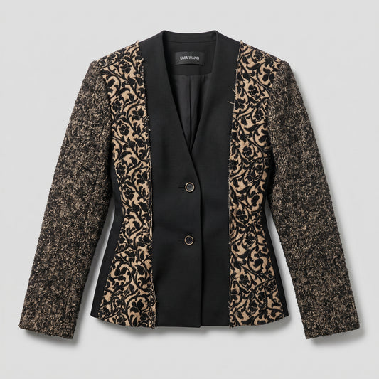 Structured Floral Panel Tailored Jacket