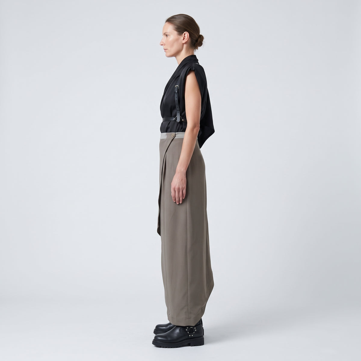 Asymmetric Wrap Midi Skirt