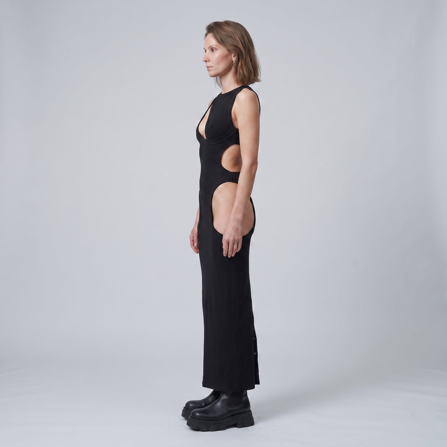 Ribbed Cutout Midi Dress