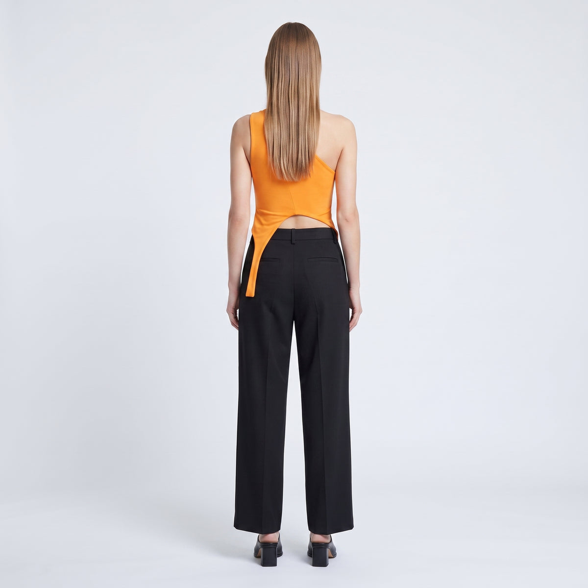 Asymmetric Vibrant Orange Crop Top