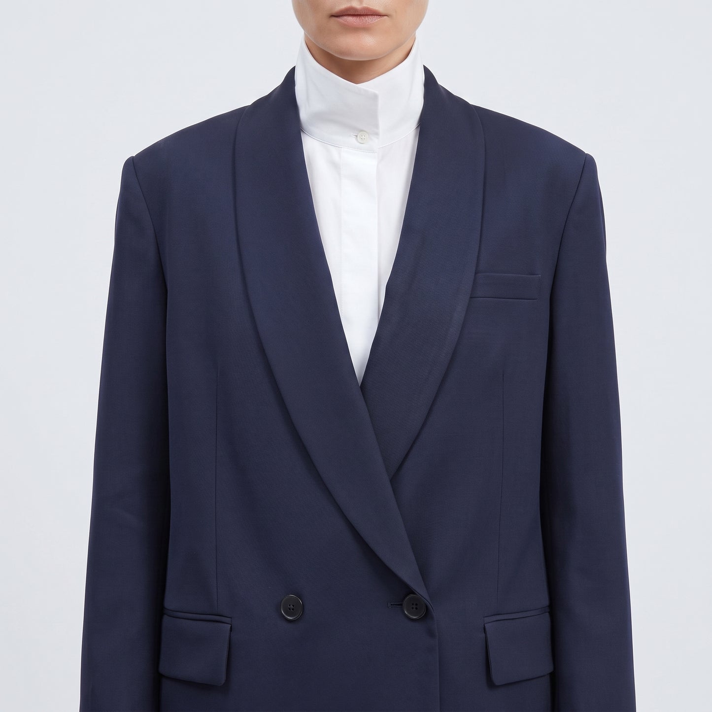 Tailored Double-Breasted Navy Blazer