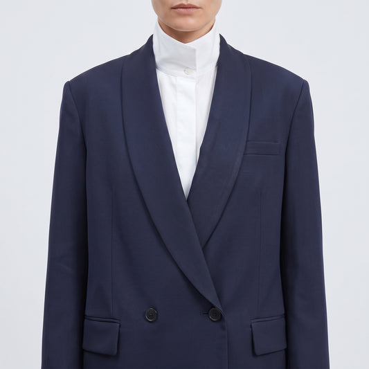 Tailored Double-Breasted Navy Blazer
