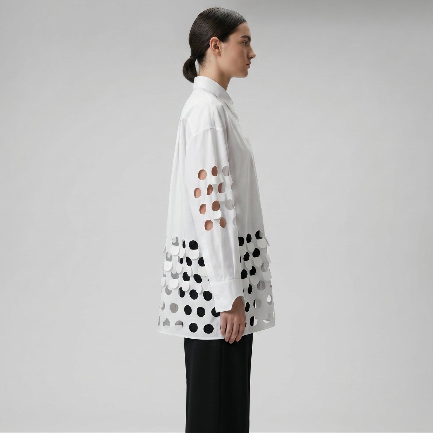 Cutout Detail Cotton Poplin Shirt