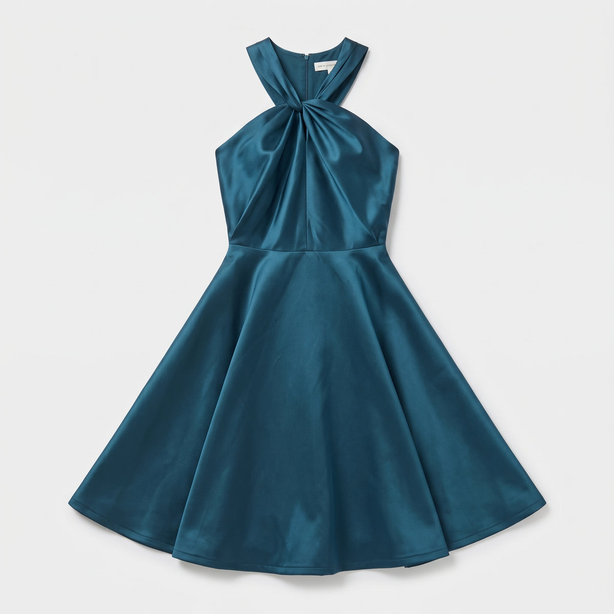 Twisted Halter Satin Cocktail Dress