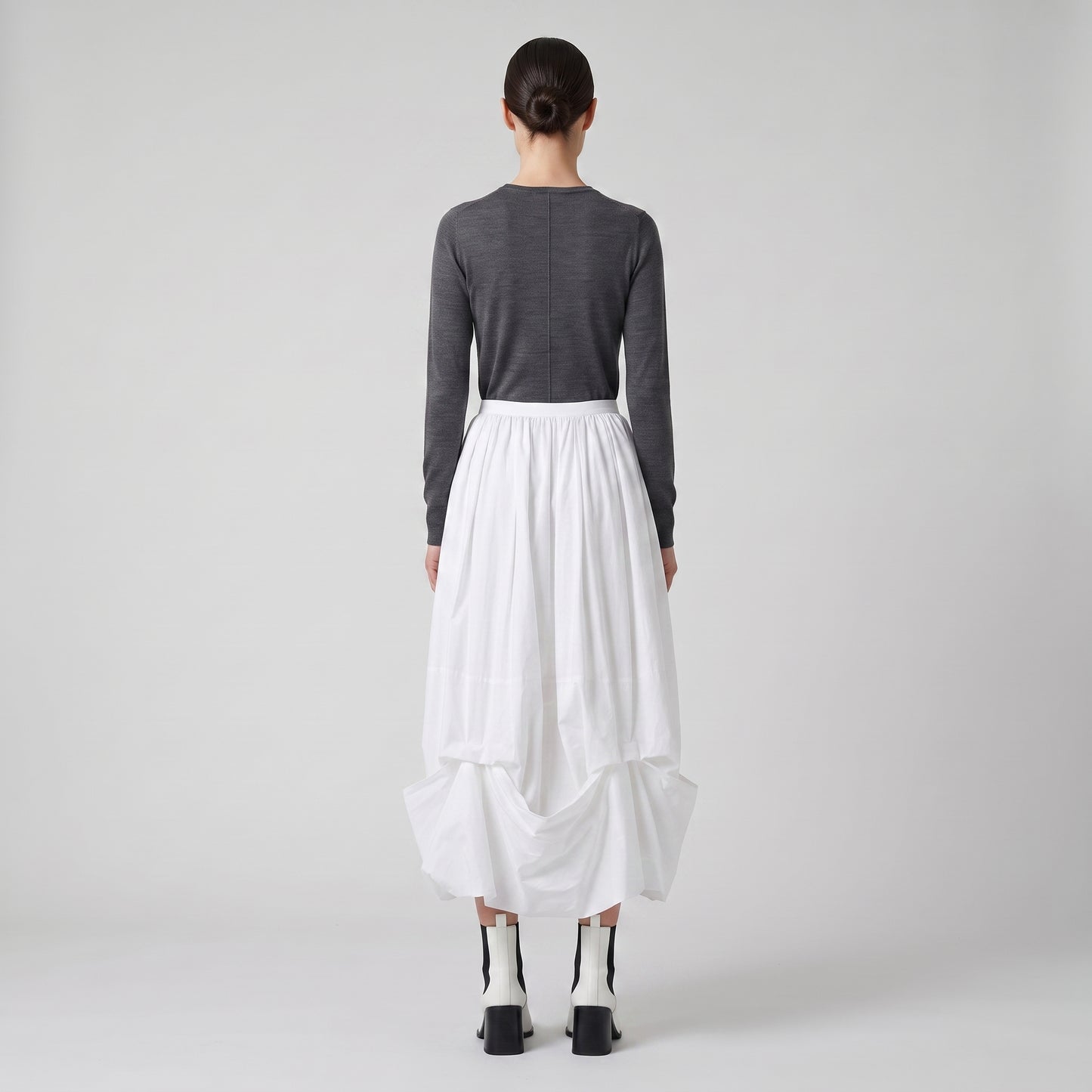 Architectural Draped Cotton Skirt