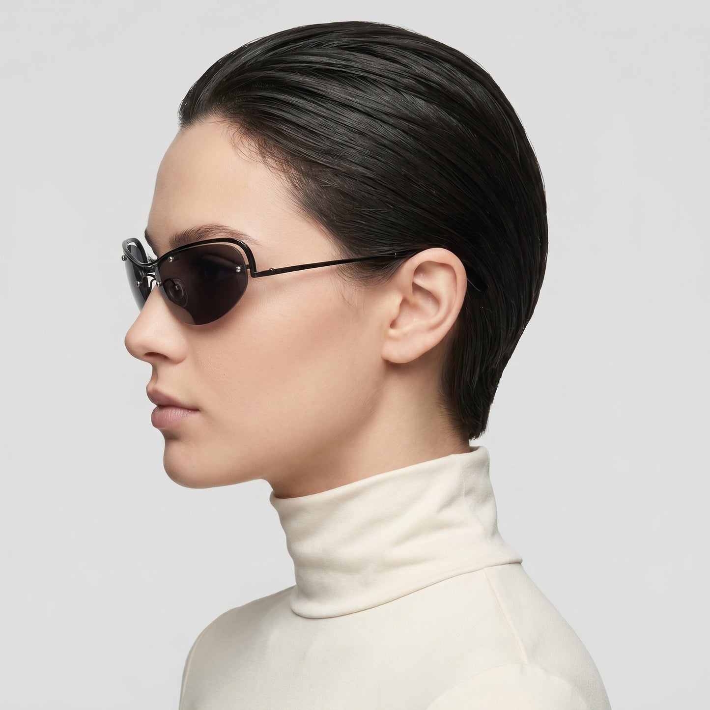 Futuristic Rimless Metal Sunglasses