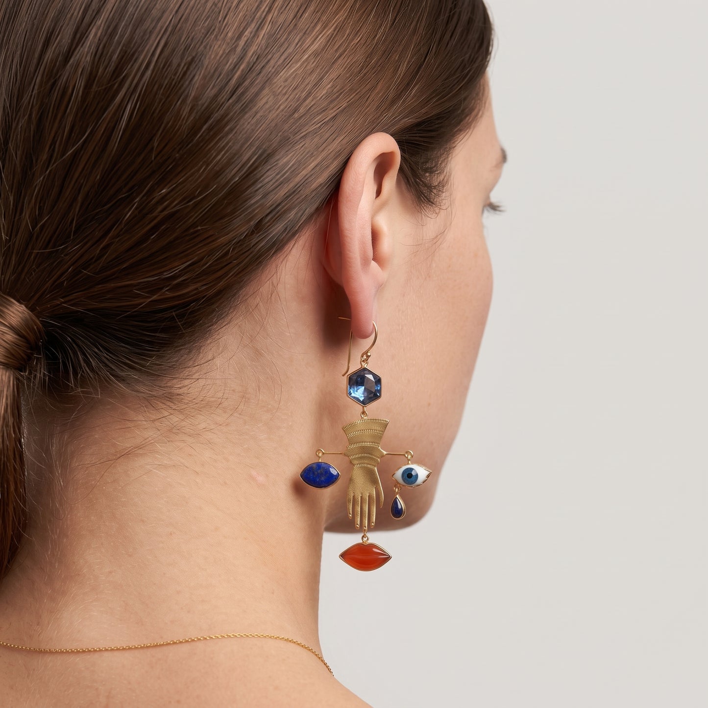 Surrealist Hand and Lip Earrings