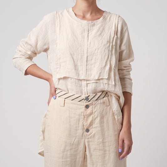Striped Waist Linen Trousers