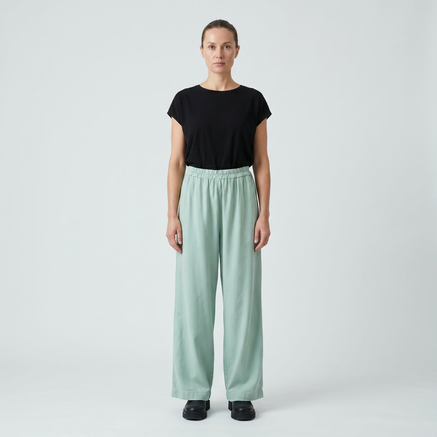 Sage Wide Leg Cropped Trousers