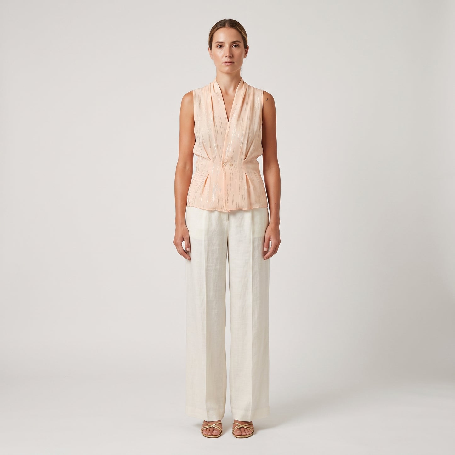 Shimmering Pleated Tailored Vest