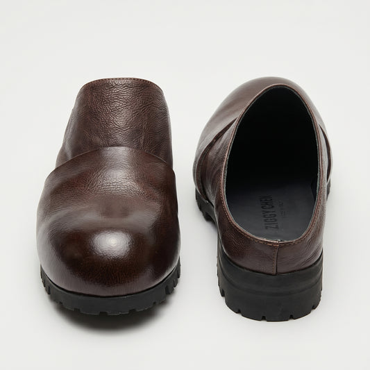 Textured Leather Slip-On Clogs