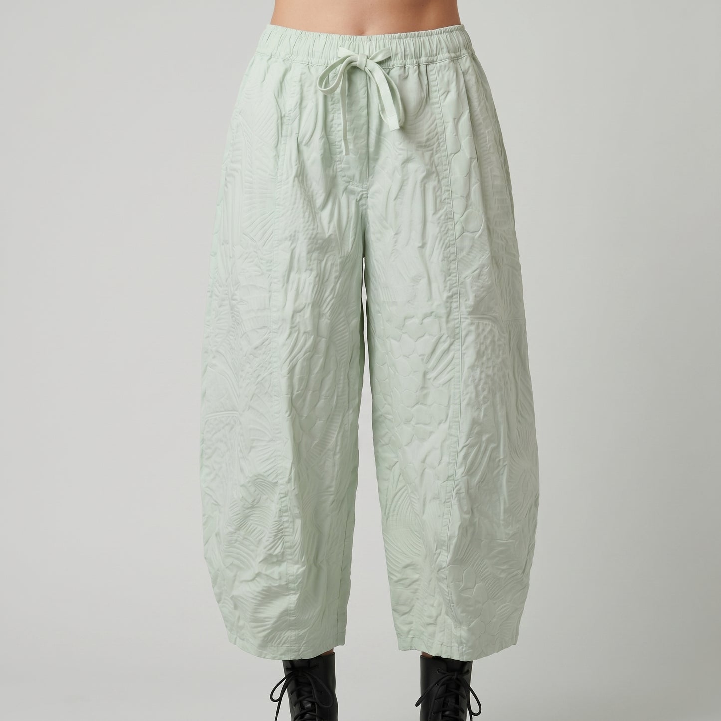 Sage Green Textured Balloon Trousers