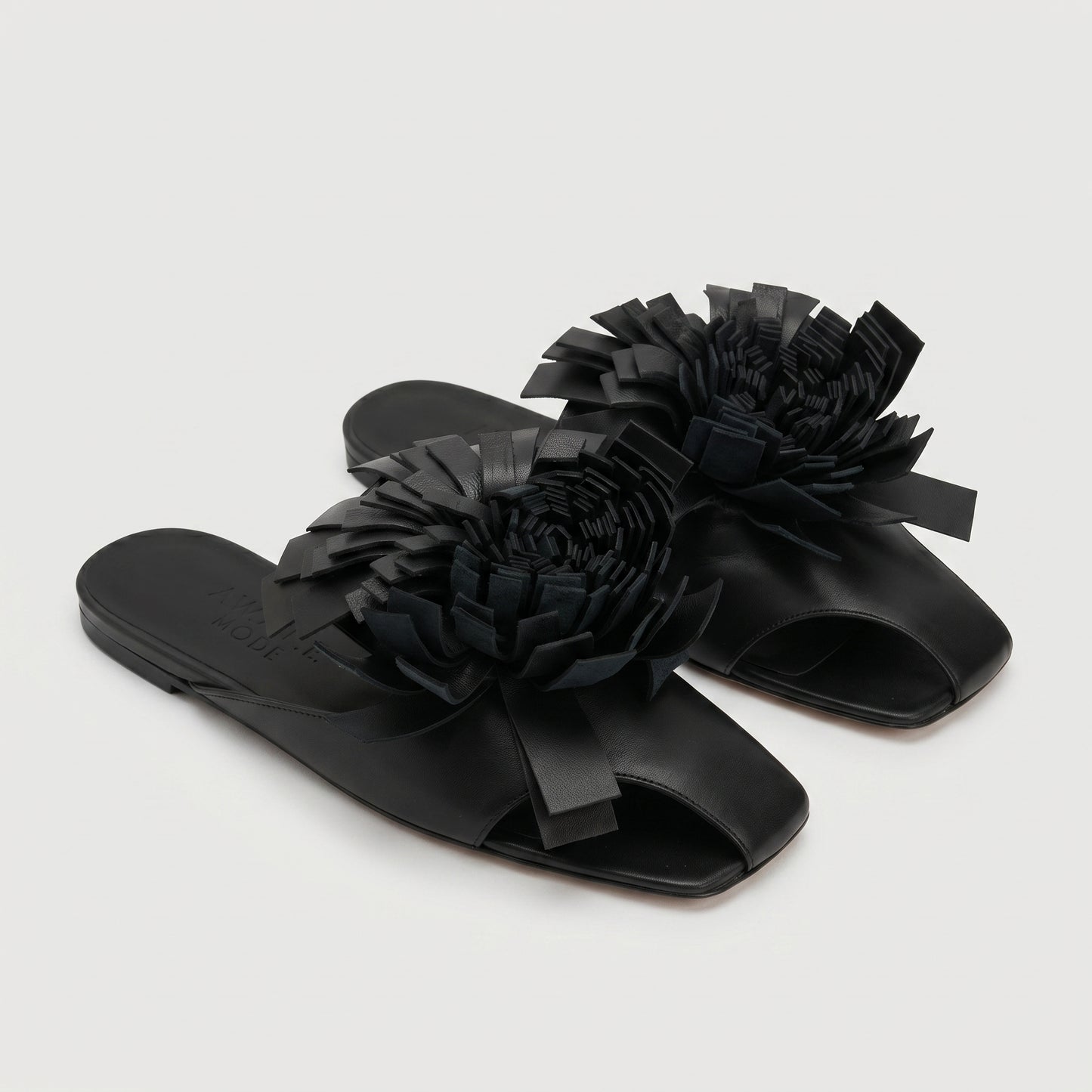 Floral Fringe Leather Slides