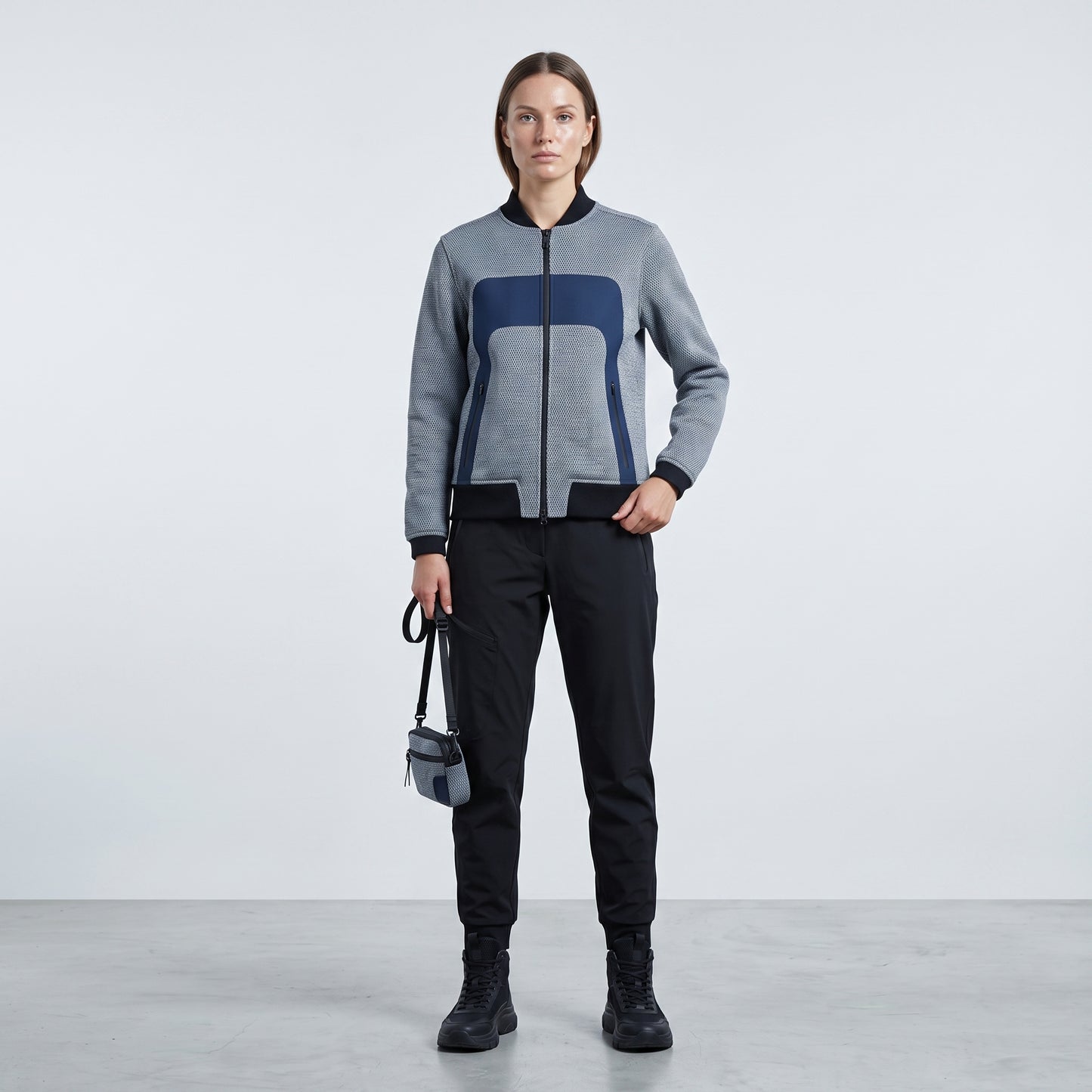 Textured Panel Zip Bomber Jacket