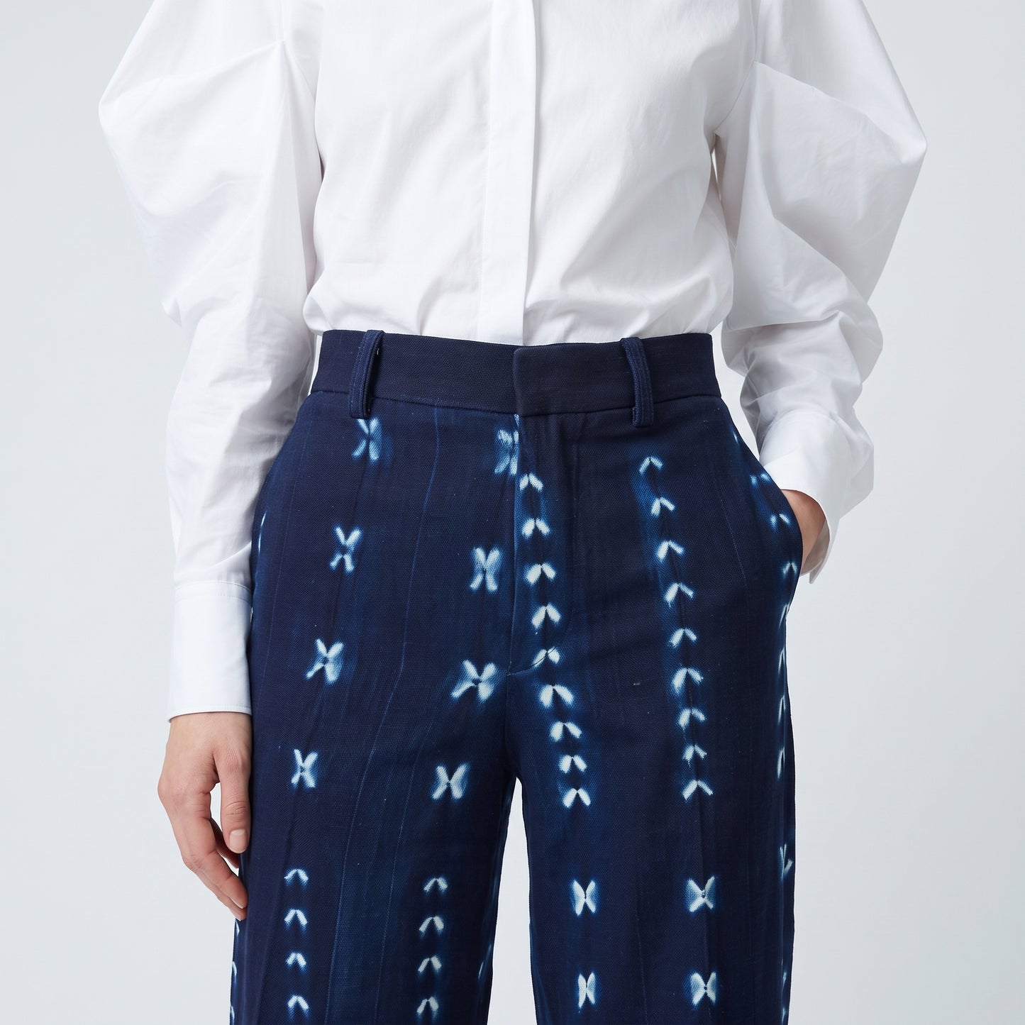 Indigo Shibori Patterned Trousers