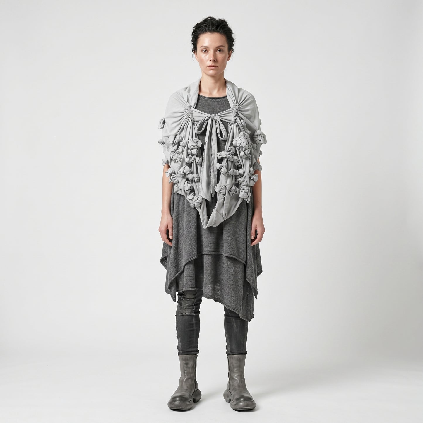 Textured Ruffle Tie Shrug