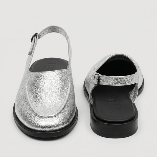 Metallic Leather Slingback Flats