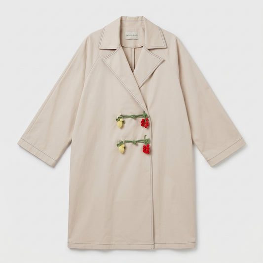 Embellished Beige Trench Coat