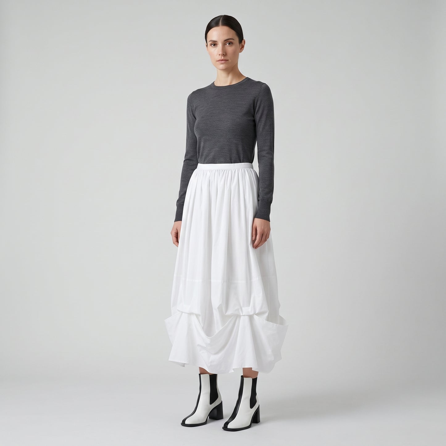 Architectural Draped Cotton Skirt