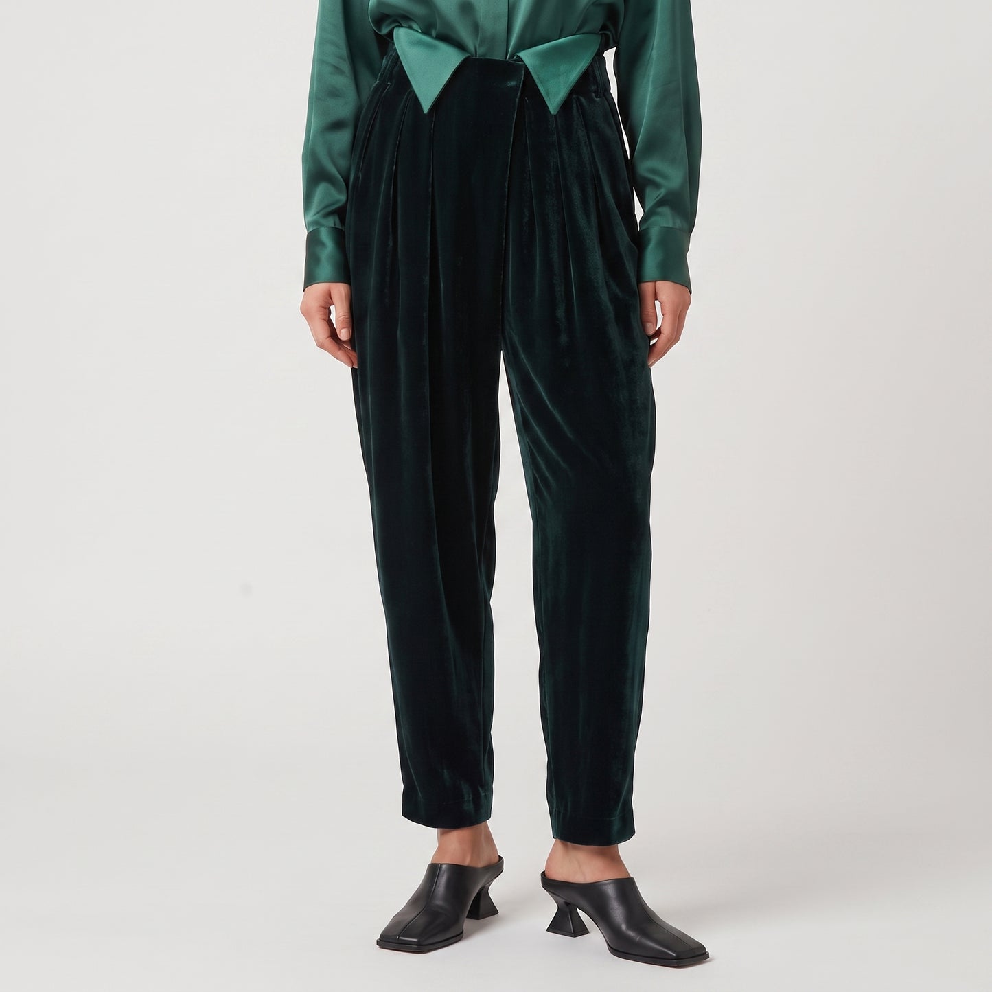 Emerald Velvet Tailored Trousers