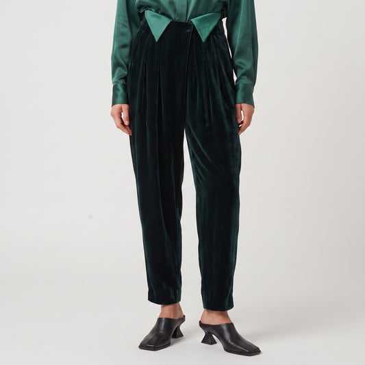 Emerald Velvet Tailored Trousers