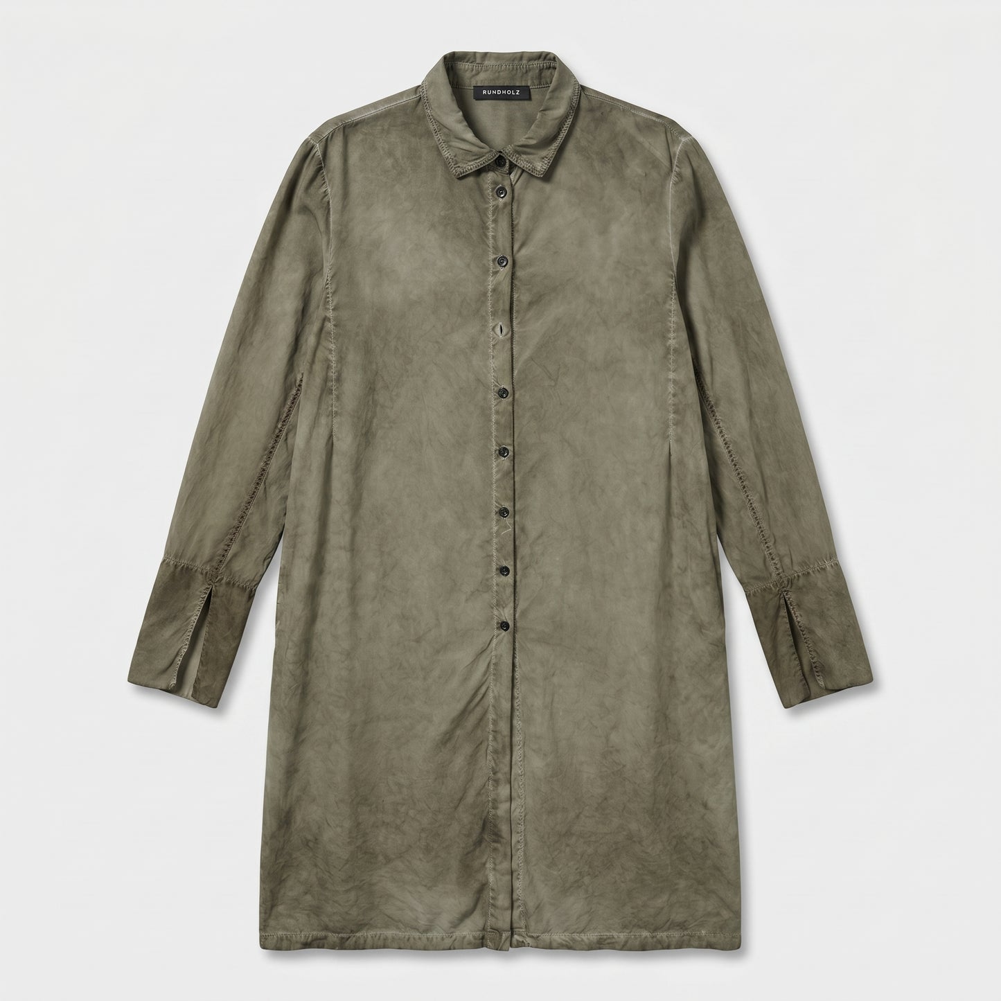 Olive Distressed Button-Down Tunic