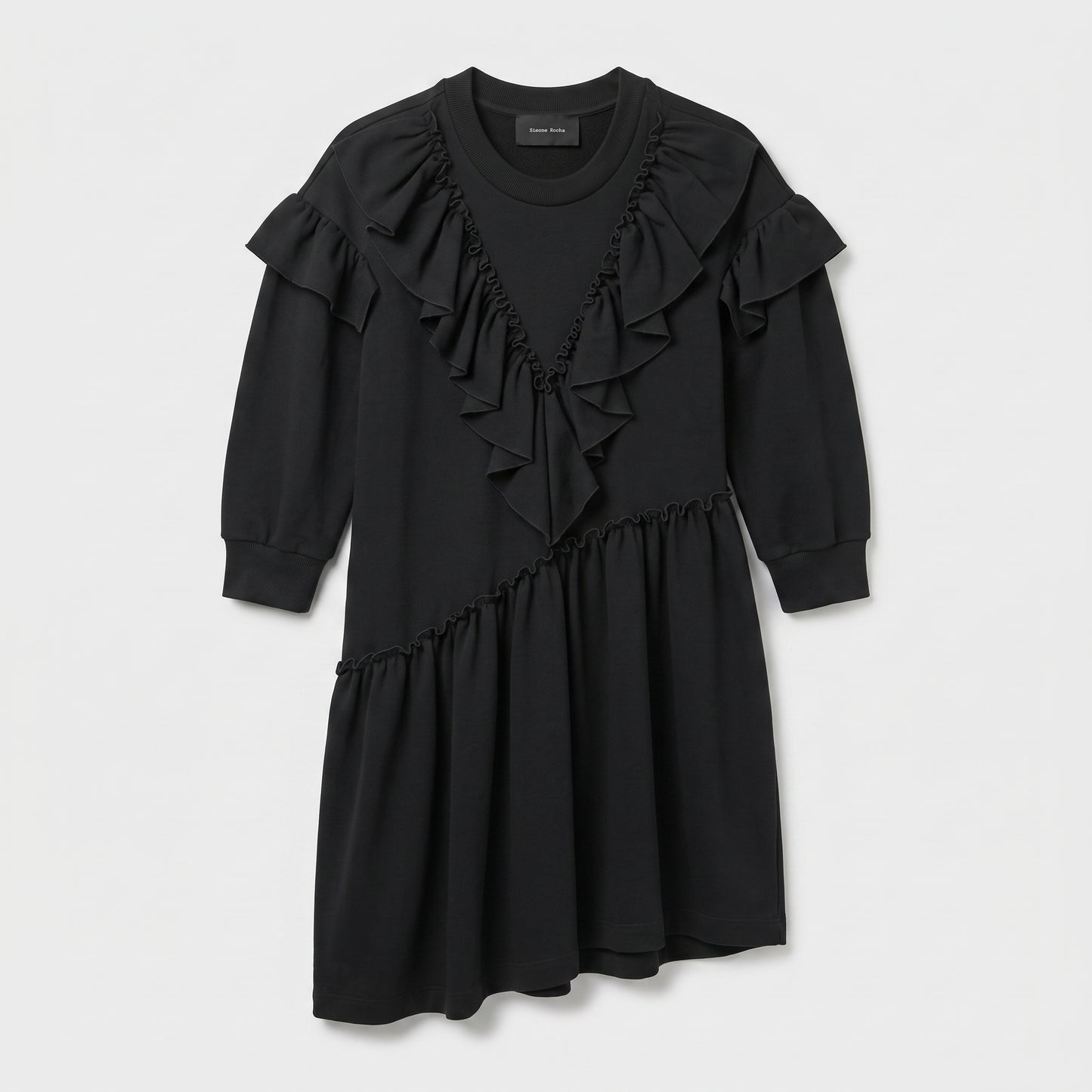 Ruffled Asymmetric Cotton Jersey Dress