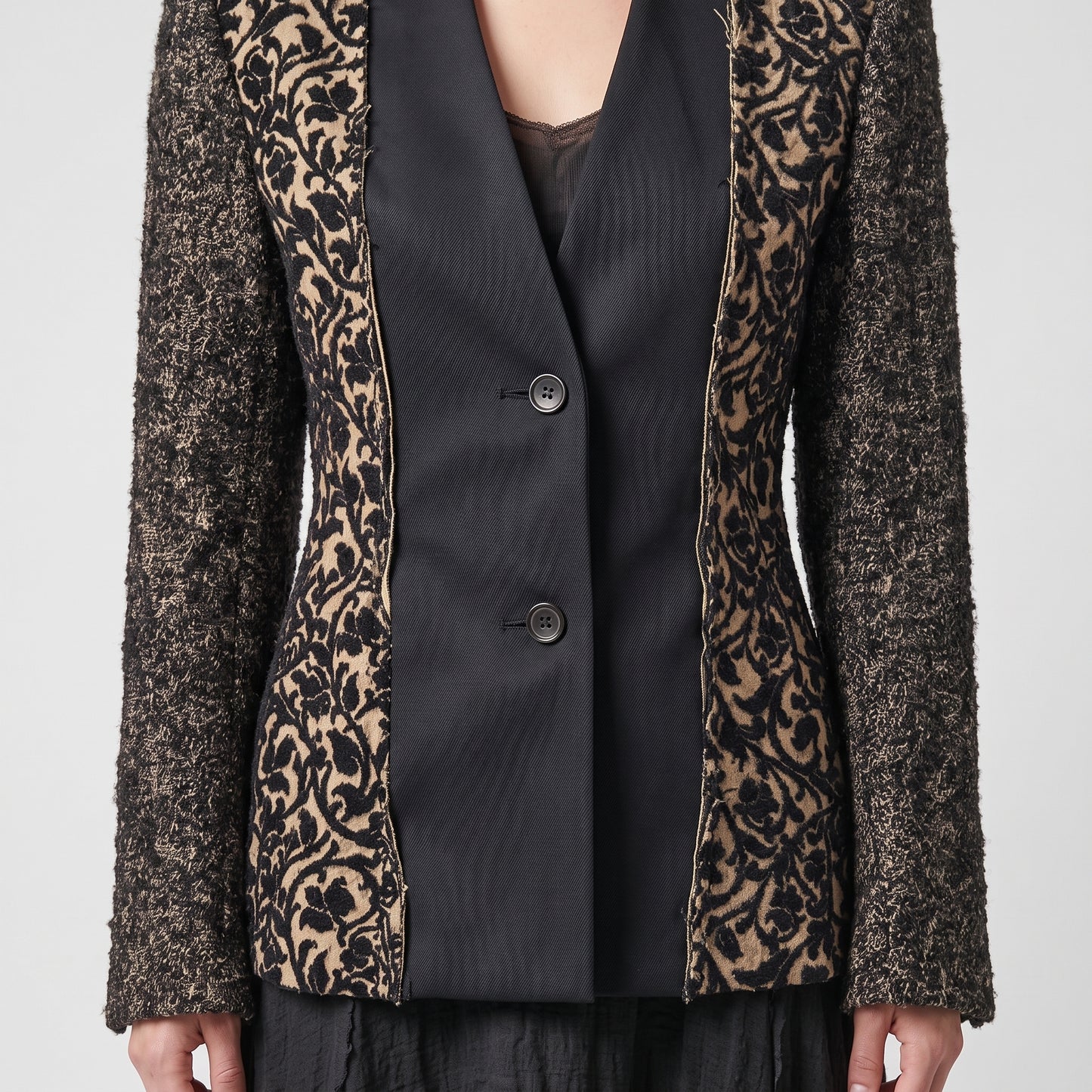 Structured Floral Panel Tailored Jacket