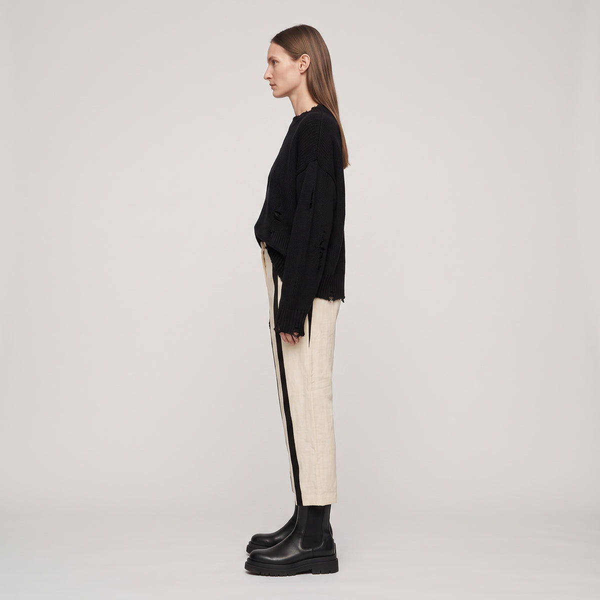 Striped Linen Tailored Trousers