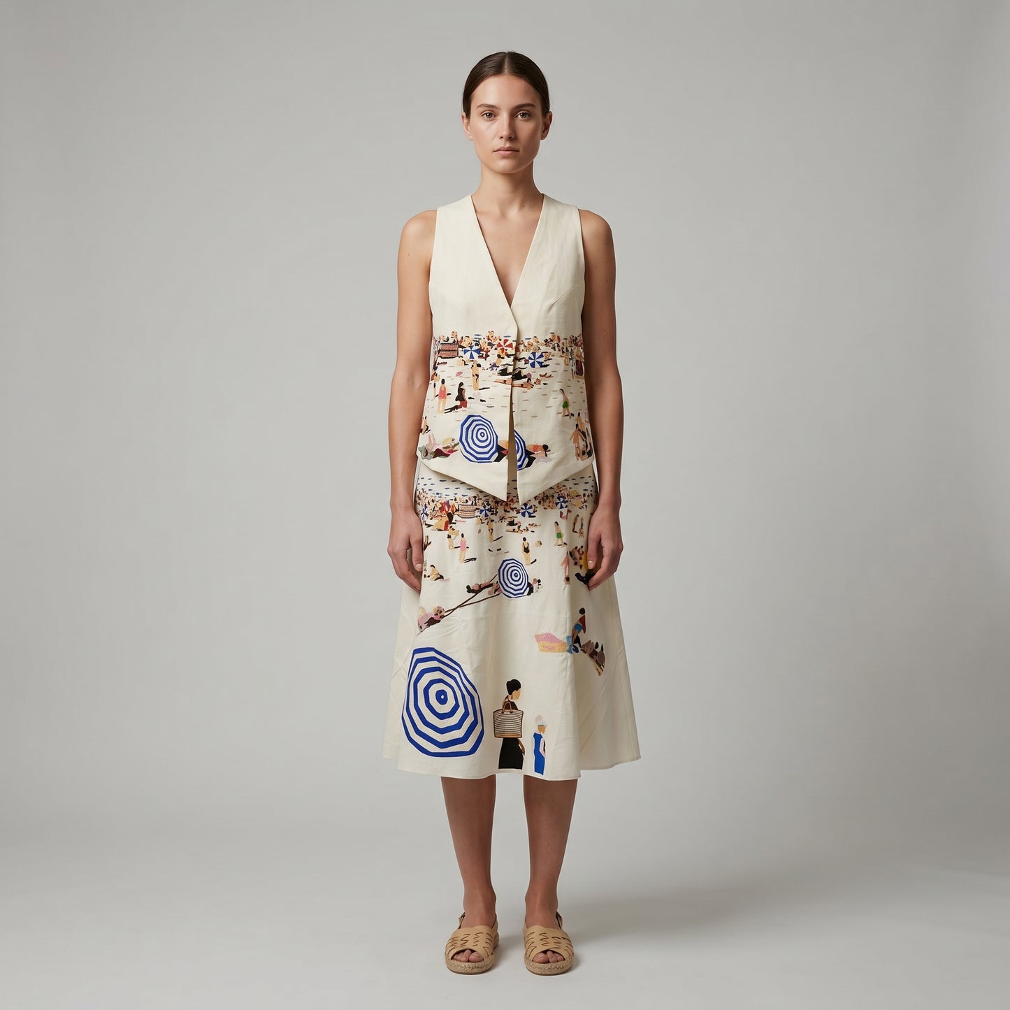 Embroidered Tailored Beachside Vest