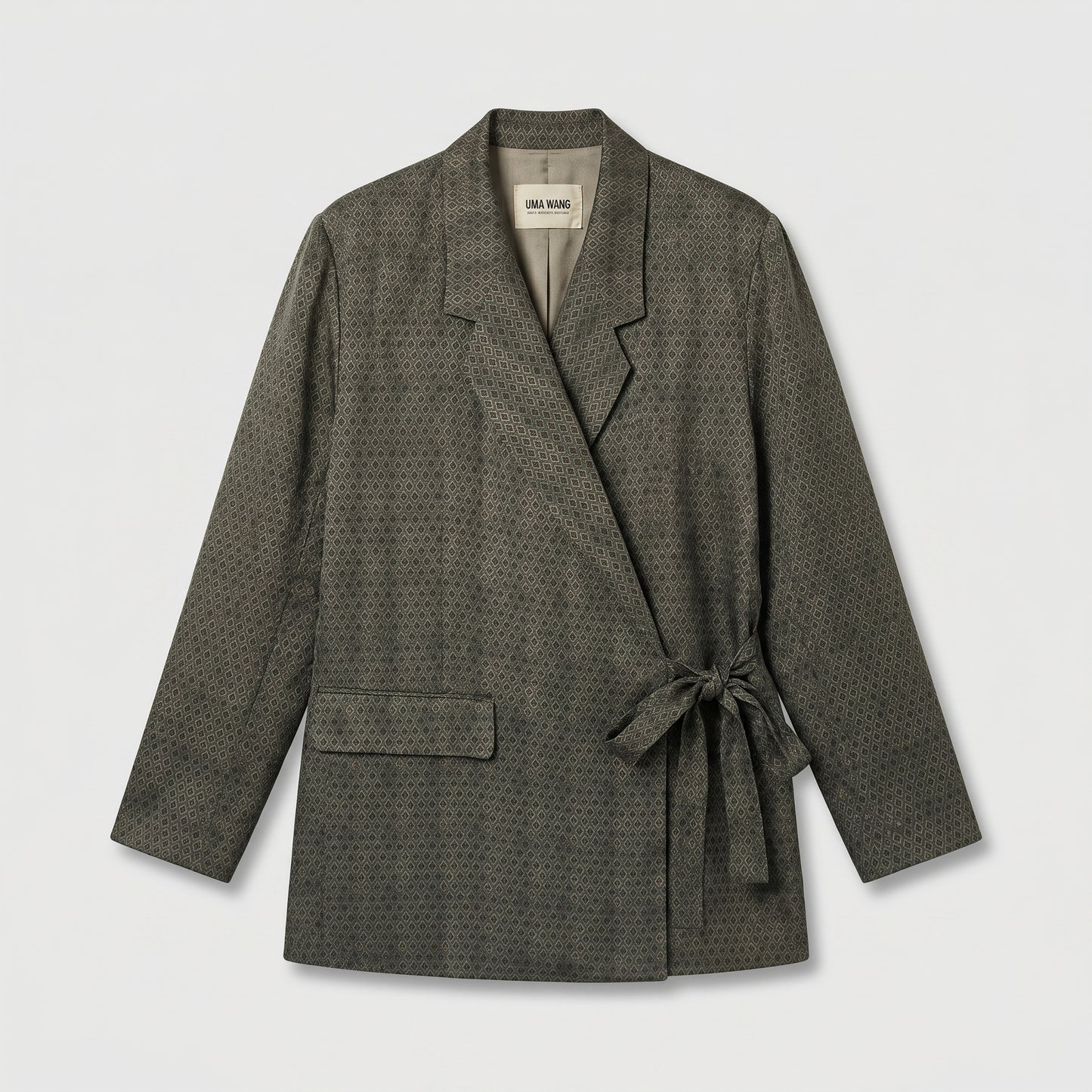 Patterned Wrap Tie Blazer