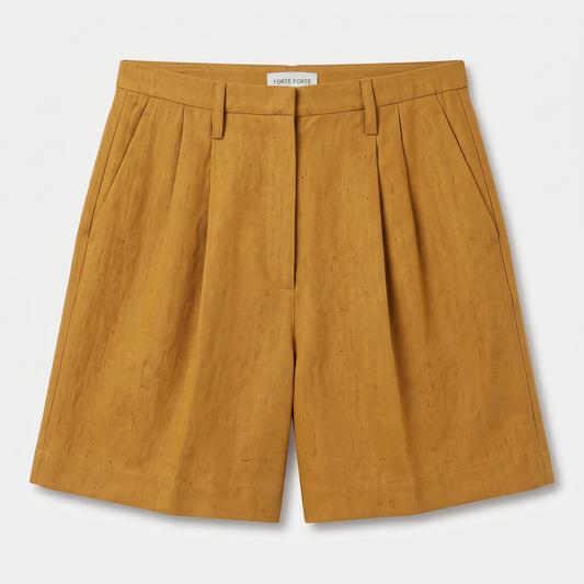 Tailored High-Waist Mustard Shorts