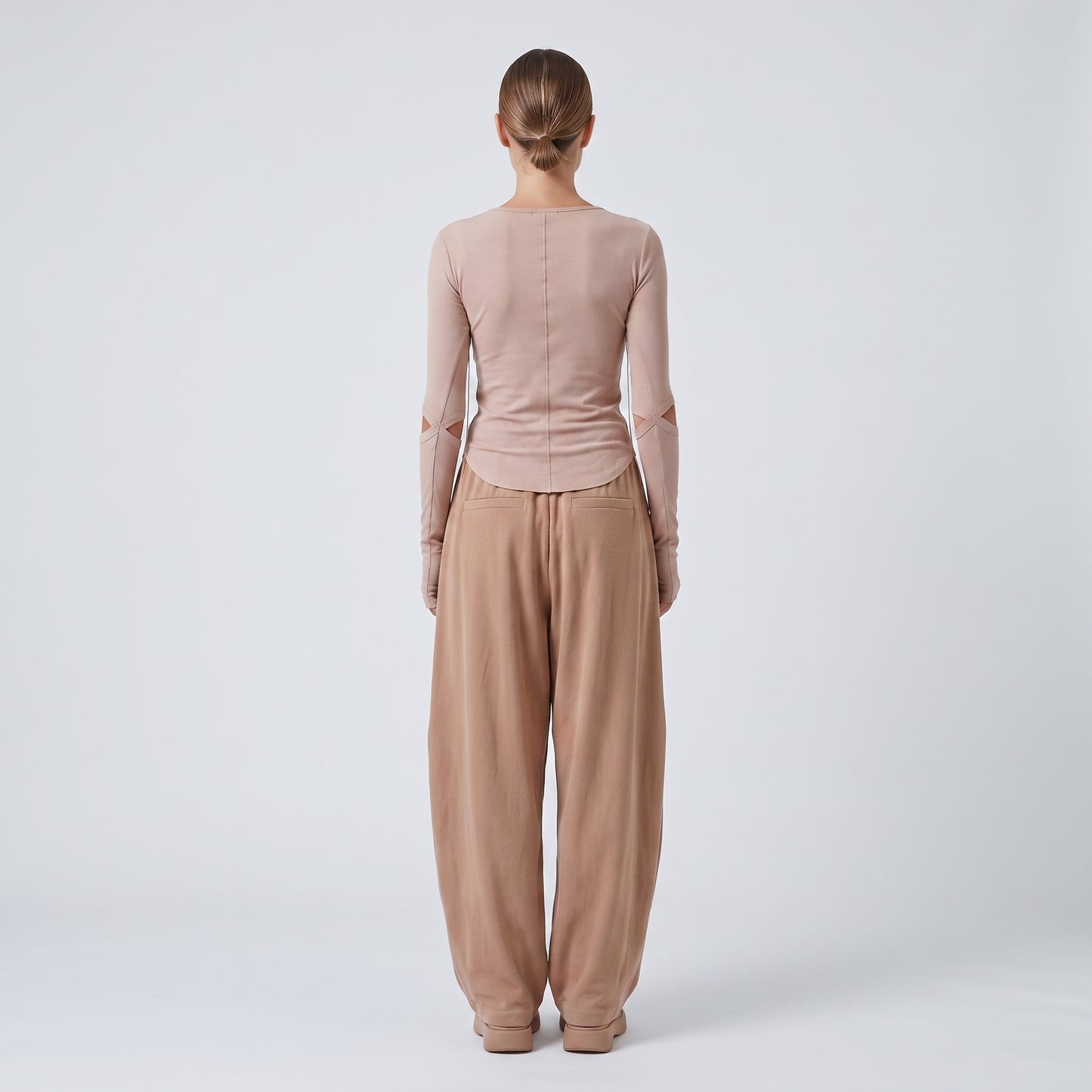 Ribbed Cutout Sleeve Top